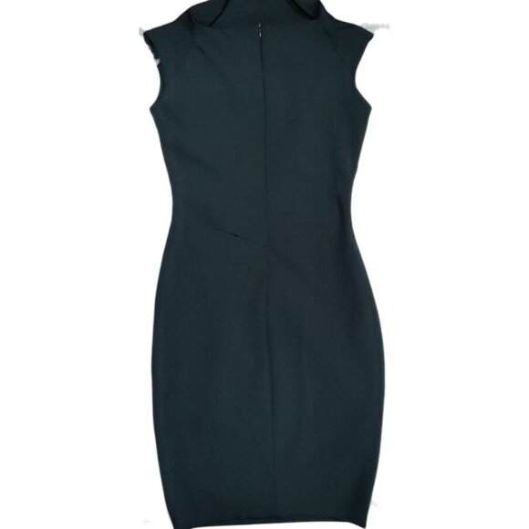 Zara Woman Basic Black Drape Neck Cap Sleeve Sheath Dress Women's Size Large - Picture 2 of 13